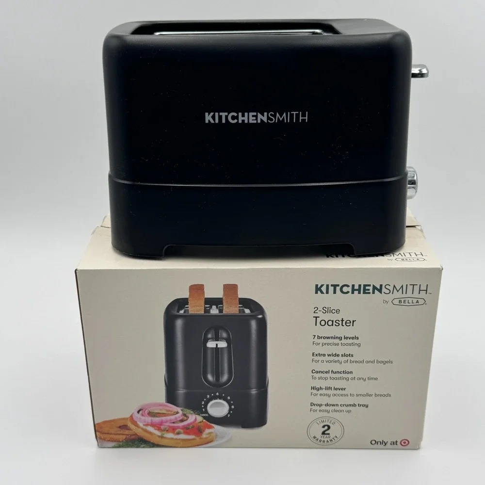 Kitchen Smith By Bella 2-Slice Black Toaster Model 30762 New